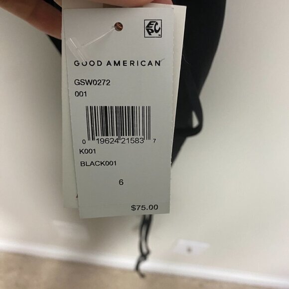 Good American Barely There One-Piece Swimsuit Strappy Stretch Black - Picture 6 of 8